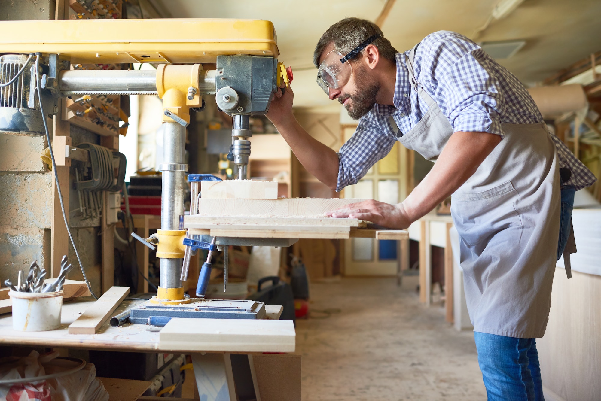 Skilled Carpenter Working in Joinery